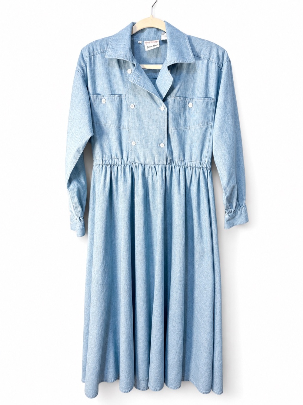 Vintage Neiman Marcus Light Blue Denim Button-Front Dress